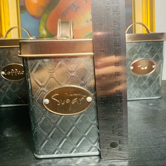 Coffee sugar and tea rose gold and silver kitchen canister ☕️ - Picture 12 of 14